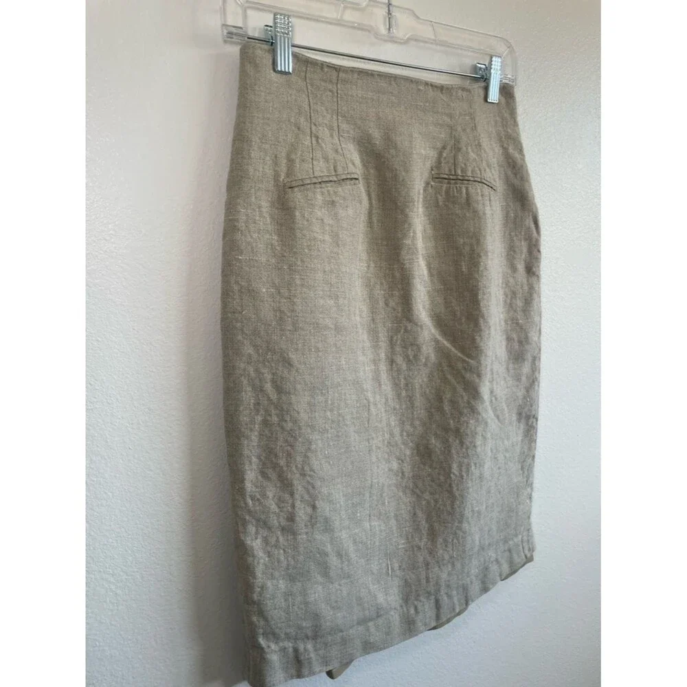 Joseph Vincent 100% Linen Pencil Skirt Women Size 8 Beige Knee Length - Picture 3 of 9